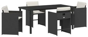 vidaXL Kert étkező szett 5 pcs Fekete polirattan