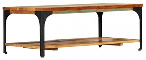 tömör újrahasznosított fa dohányzóasztal polccal 100x60x35 cm