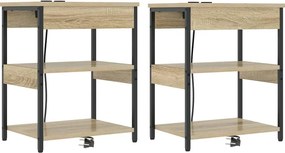 vidaXL Éjjeliszekrény 2 pcs Sonoma tölgy 41 x 31 x 51 cm Faanyag
