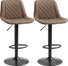 HOMCOM 2 darabos Magas Konyhai Szék Készlet PU Kárpitozással, Magasságban Állítható Forgószék és Lábpihentető, Terhelhetőség 120 kg, 46.5x51x86-106 cm