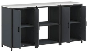 Konyhai Tároló Készlet 3 pcs Antracitszürke 180 x 50 x 92 cm