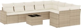 vidaXL 10 részes bézs polyrattan kerti ülőgarnitúra párnával