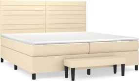 vidaXL krémszínű szövet rugós ágy matraccal 200 x 200 cm