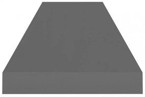 4 db magasfényű szürke MDF lebegő fali polc 90 x 23,5 x 3,8 cm