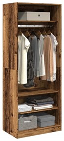 antik fa színű szerelt fa ruhásszekrény 80 x 50 x 200 cm
