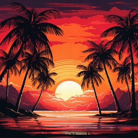 Poszter 90x90cm Pálmafák a lagúnánál