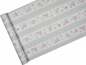 Szürke csíkos és csíkos tapéta rózsákkal