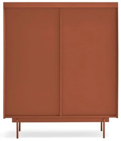 Téglavörös-natúr színű magas komód tölgyfa dekorral 100x120 cm Otto – Teulat
