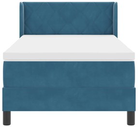 Boxspring Ágy Matrac Melengető Kék 90x190 cm Bársonyos