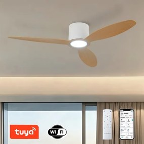ZEVENTI - LED mennyezeti ventilátor VENTORA LED/24W/230V Wi-Fi Tuya fehér/tölgy + távirányító