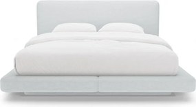 Világosszürke kárpitozott franciaágy 200x200 cm Linea – Micadoni