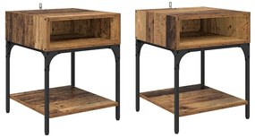 Éjjeli asztal 2 pcs Régi fa 40 x 40 x 50 cm Faanyag