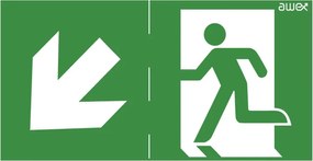 Piktogram Irány A Menekülési Kijárathoz Lefelé Balra, 100x300mm
