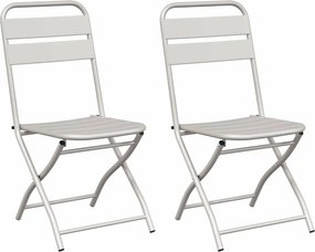 vidaXL Kerti hajtható szék 2 pcs Bézs 42 x 52 x 82cm Porszórt acél