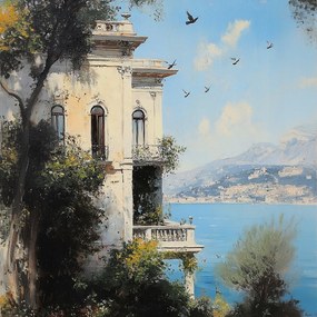 Vászonkép Canvas Építészet Olaszország Amalfi Villa Tenger Terasz 80x80