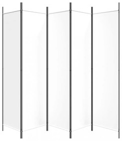 fehér 5 paneles paraván 250x200 cm szövet