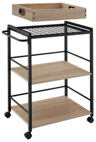 tectake 404759 worcester tálalókocsi 70x66,5x86,5cm - könnyű fa, tölgy sonoma