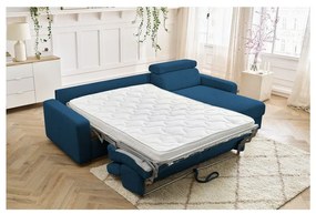 Sötétkék kordbársony kinyitható sarokkanapé (variálható) Monaco – Bobochic Paris