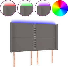 vidaXL szürke műbőr LED-es fejtámla 147x16x118/128 cm