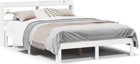 vidaXL fehér tömör fenyőfa ágykeret fejtámlával 135 x 190 cm