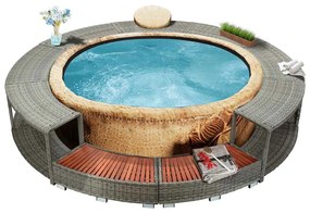 Szürke polyrattan jakuzzi-keret