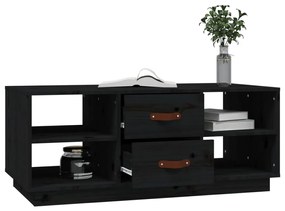 Fekete tömör fenyőfa dohányzóasztal 100 x 50 x 41 cm