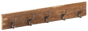 tömör újrahasznosított fa fogas 5 akasztóval 100 x 2,5 x 15 cm