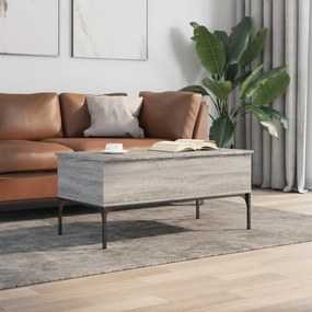 Szürke sonoma szerelt fa és fém dohányzóasztal 100 x 50 x 45 cm