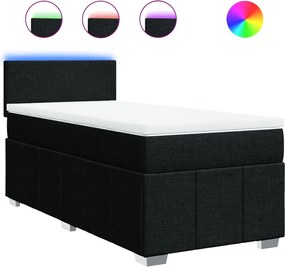 vidaXL fekete szövet rugós ágy matraccal 80 x 200 cm