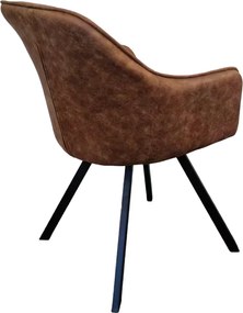 Forgó étkezőszék, sötétbarna szövet csiszolt bőr hatással, SAMANTA