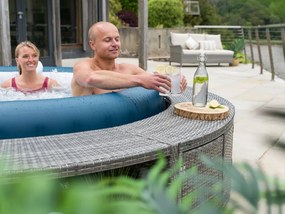 Lay-Z-Spa kör alakú rattan jakuzzi bútor, 200 cm, szürke