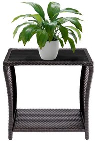 Casaria® Vedis rattan asztal 45x45x40cm - barna