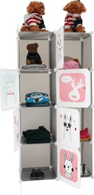 Gyerek moduláris szekrény, szürke/gyerek minta, ATREY