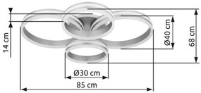 Globo 67260-90 - RUBIO LED 90W mennyezeti lámpa 68x85 cm + távirányító