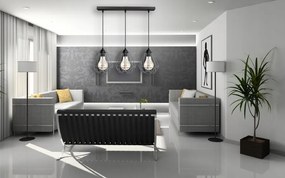 Glimex Diamond drót búrás állítható függőlámpa fekete 3x E27