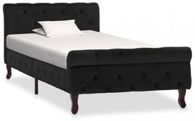 Fekete bársony ágykeret 90 x 200 cm