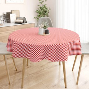 Goldea pamut asztalterítő - piros - fehér kockás - kör alakú Ø 120 cm