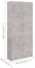 betonszürke szerelt fa könyvszekrény 82,5 x 30,5 x 185,5 cm