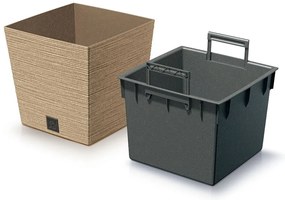 Prosperplast FURU SQUARE LOW ECO WOOD kaspó 30 cm naturo