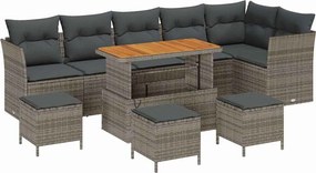 vidaXL Kerti Kanapé Szett 10 pcs Szürke polirattan