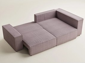 Lila kordbársony kinyitható-tárolóhelyes sarokkanapé (jobb oldali-L alakú) Tonga – Maison de Rêve