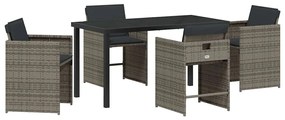 vidaXL Kert étkező szett 5 pcs Szürke polirattan