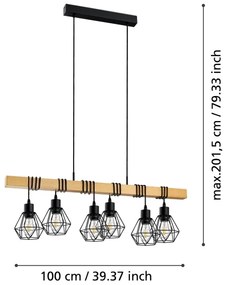Eglo 44076 - TOWNSHEND kábeles csillár 6xE27/60W/230V
