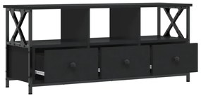 fekete szerelt fa és vas TV-szekrény 102 x 33 x 45 cm