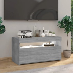 szürke sonoma színű TV-szekrény LED-világítással 75x35x40 cm