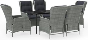 vidaXL 7 részes világosszürke kerti étkezőgarnitúra