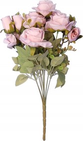 Műrózsa Csokor 44CM Világos Rózsaszín Élénk Dekoráció Váza