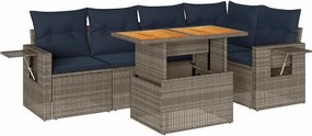 vidaXL 6 részes szürke polyrattan kerti ülőgarnitúra párnákkal