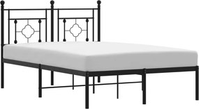 vidaXL fekete fém ágykeret fejtámlával 120 x 190 cm