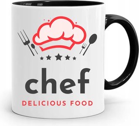 Fekete Bögre Szakácsnak Chef Delicious Food fényképes nyomtatással